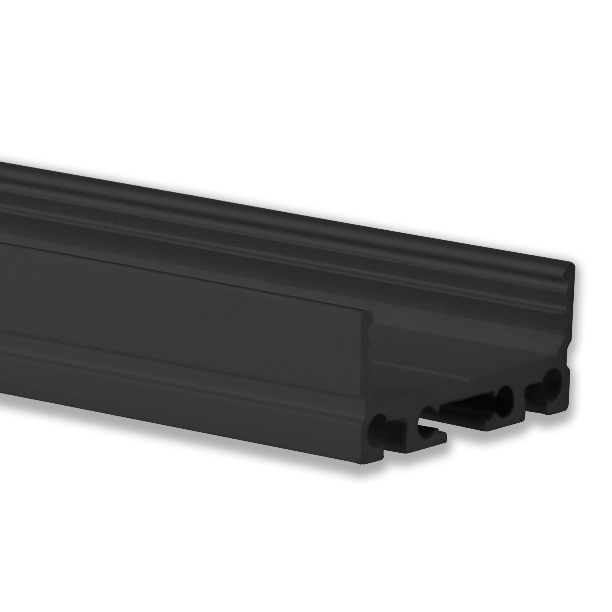 Alu-Aufbau-Profil Typ 9 200cm flach schwarz für LED-Band max.24mm RAL9005 pu