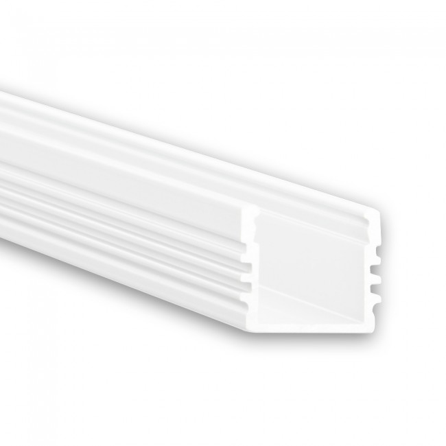 Alu-Aufbau-Profil Typ 2 200 cm pulverbeschichtet weiss RAL 9010 für LED-Streifen bis 12 mm
